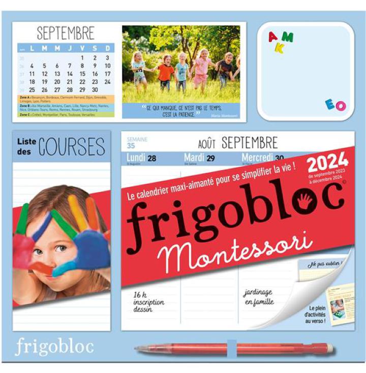 Frigobloc - Hebdomadaire 2024 Calendrier Aimanté - MONTESSORI
